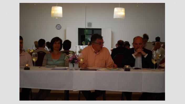 Barbara Richstein und Uwe Feiler beim Mittelstandsgespräch in Dallgow-Döberitz